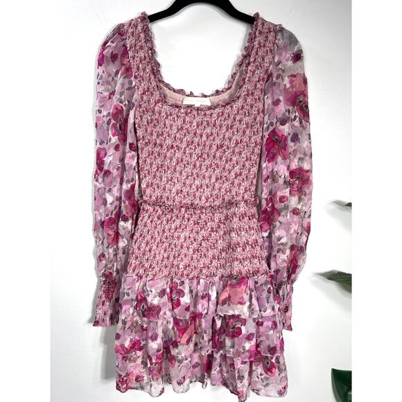 LoveShackFancy Fancy Pink Silk Blend Short Mini Scout Dress Cruise Sleaze Party - Picture 2 of 9